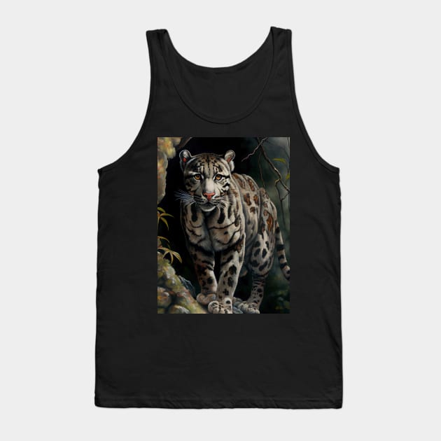 Clouded leopard Oil paint Tank Top by ABART BY ALEXST 